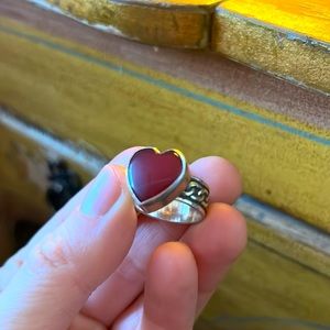 Red Jasper Heart Ring Sterling Silver 6.5